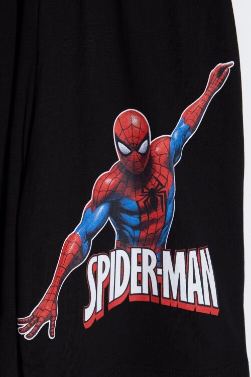 Siyah Örümcek Adam Baskılı Tişörtlü Erkek Çocuk Şortlu Takım  23941