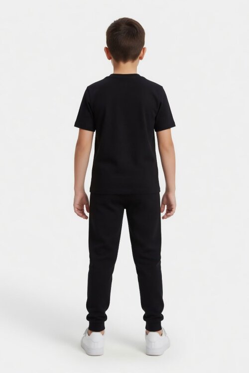 Siyah Timsah Baskılı Eşofmanlı Erkek Çocuk Tişörtlü 2li Takım  23913