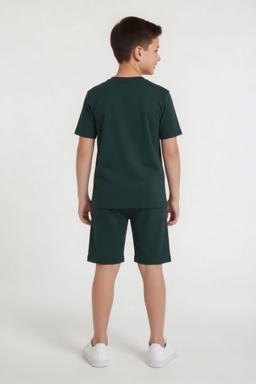 Yeşil Adventure Yazılı Baskılı Erkek Çocuk Tişörtlü Şortlu Takım 23971
