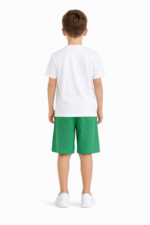 Yeşil Creative Yazılı Desenli Tişörtlü Erkek Çocuk Şortlu Takım 23790