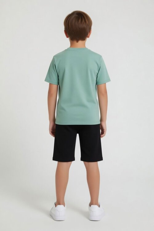 Yeşil Erkek Çocuk Mickey Fare Baskılı Şortlu 2li Takım 23966