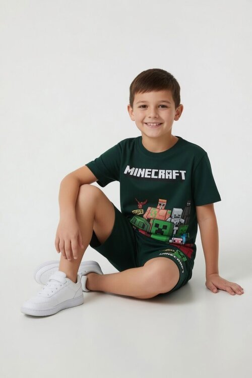 Yeşil Erkek Çocuk Oyun Karakter Baskılı Şortlu 2li Takım  23985