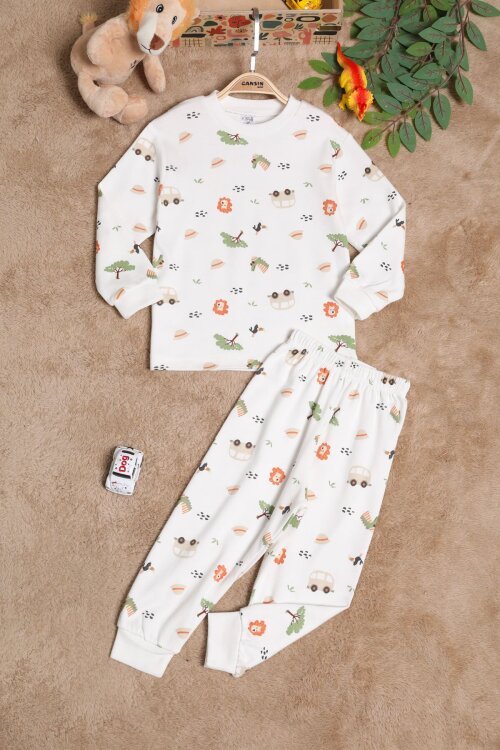 Erkek Çocuk Hayvan Desenli Pijama Takımı 2-5 Yaş 25039