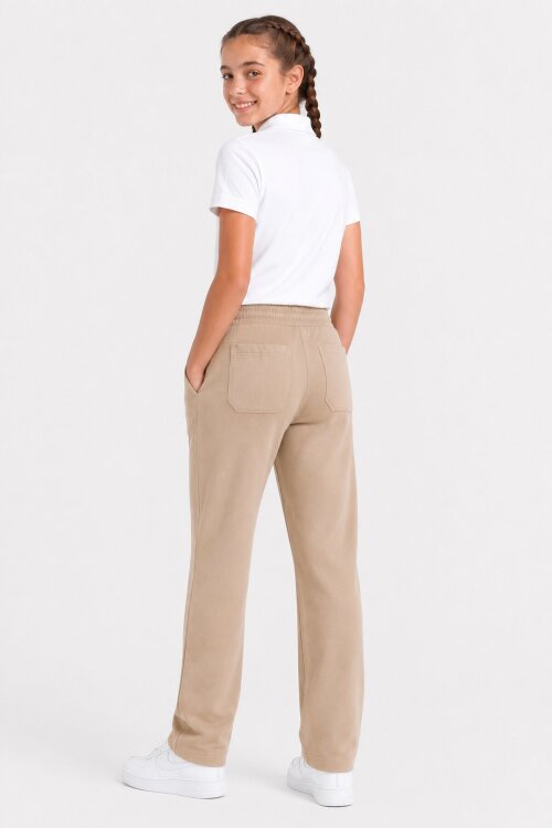 Krem Beli Lastikli Basic Kız Çocuk Okul Pantolon 19200
