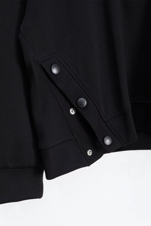 Siyah Kız Çocuk Çıtçıt Detaylı Kabartmalı Sweatshirt Geniş Paça 2li Eşofman Takımı 24762