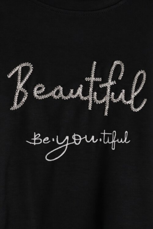 Siyah Kız Çocuk Çizgili Croplu Sweatshirt 3lü Geniş Paça Eşofman Takımı 24775