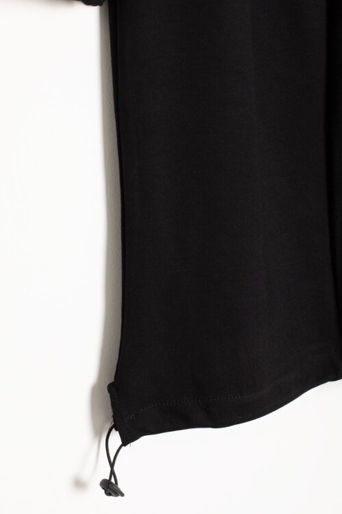 Siyah Kız Çocuk Garnili Sweatshirt Lastikli Paça Eşofmanlı 2li Alt Üst Takım 24766