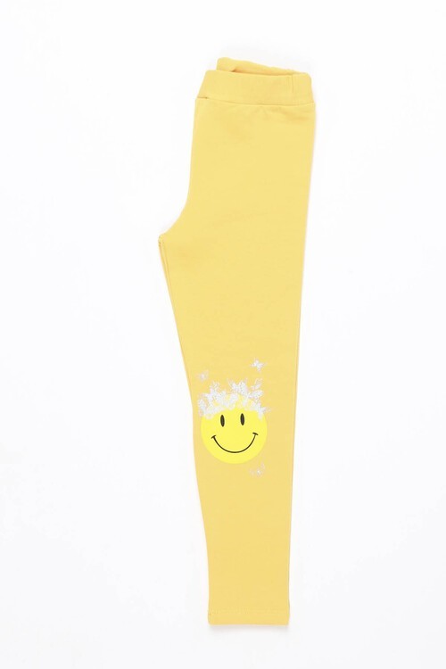 Kız Çocuk Gülen Yüz Baskılı Tayt 1-8 Yaş 13648