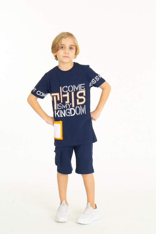 Erkek Cepli Baskılı Şortlu Takım 9-14 Yaş 14006