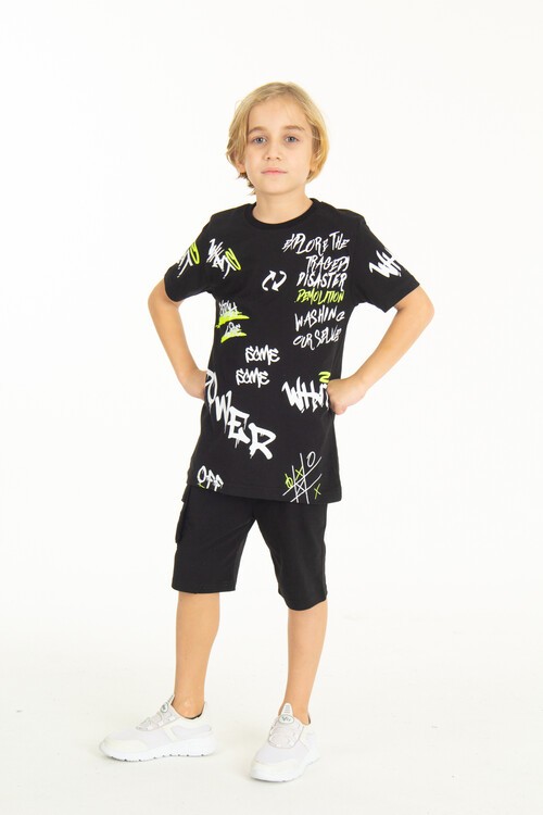 Erkek Çocuk Baskılı Şortlu Takım 4-14 Yaş 14004