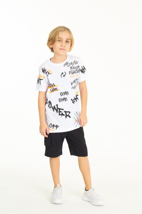 Erkek Çocuk Baskılı Şortlu Takım 4-14 Yaş 14004