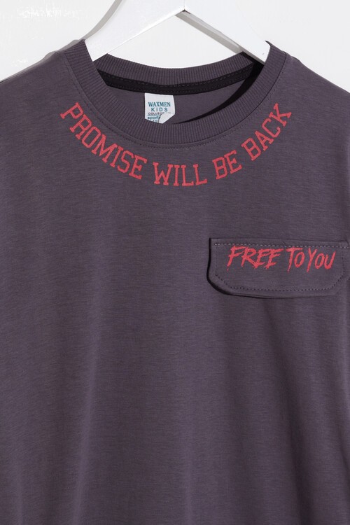 Erkek Çocuk Free Yazı Baskılı Tshirt 8-12 Yaş 14116