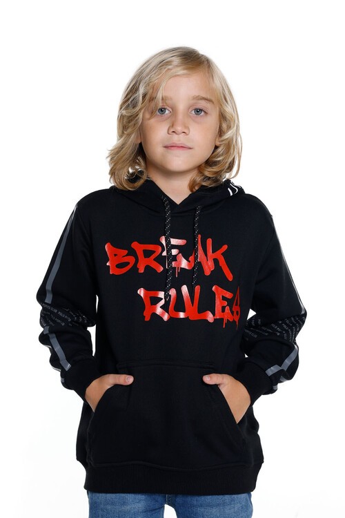 Erkek Çocuk Kanguru Cepli Kapşonlu Sweatshirt 14030