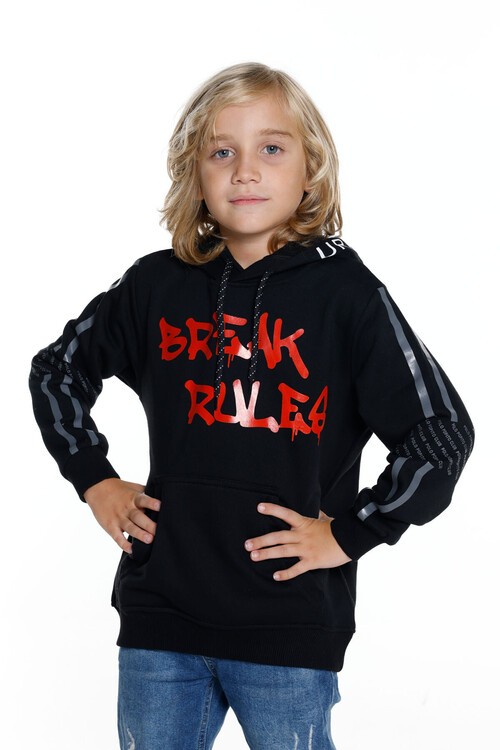 Erkek Çocuk Kanguru Cepli Kapşonlu Sweatshirt 14030