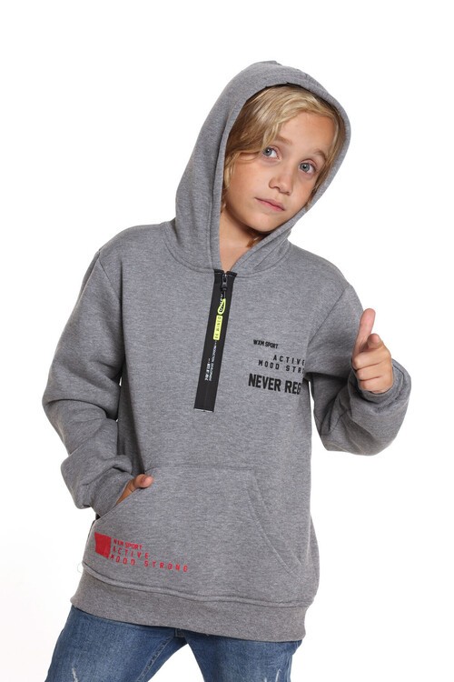 Erkek Çocuk Kanguru Cepli Kapşonlu Polarlı Sweatshirt 14159