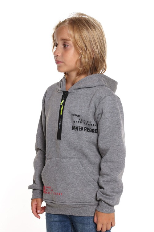 Erkek Çocuk Kanguru Cepli Kapşonlu Polarlı Sweatshirt 14159