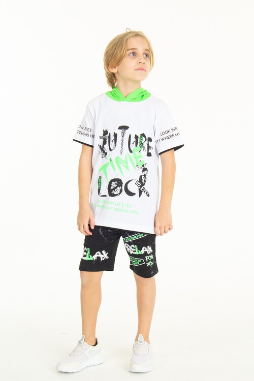 Erkek Çocuk Kapüşonlu Şortlu Takım 4-14 Yaş 14008