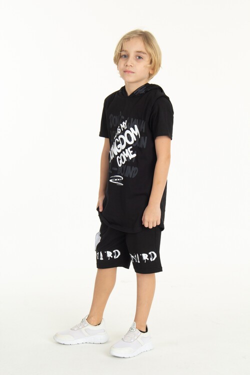 Erkek Çocuk Kingdom Yazılı Kapşonlu Şortlu Takım 14066