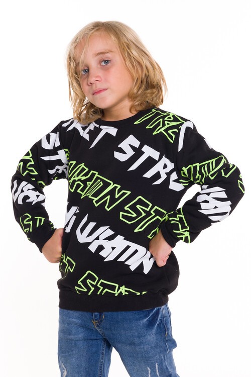 Erkek Çocuk Pano Baskılı Baskılı Sweatshirt 14135