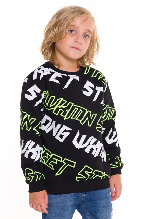 Erkek Çocuk Pano Baskılı Baskılı Sweatshirt 14135