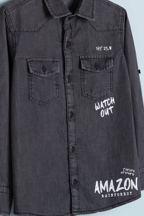 Erkek Çocuk Yazı Baskılı Jean Gömlek 13994