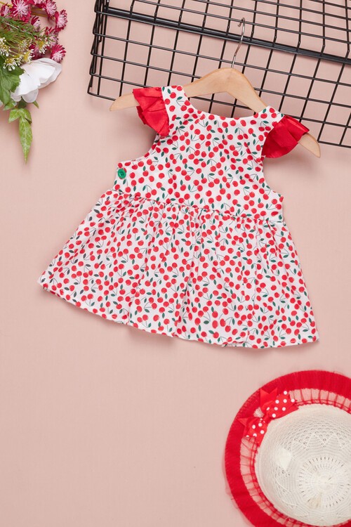 Kız Bebek Meyve Baskılı Elbise 1-3 Ay 14324