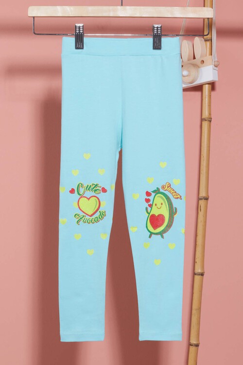 Kız Çocuk  Avokado Baskılı Tayt 1-8 Yaş 13966