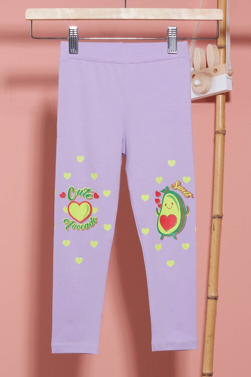 Kız Çocuk  Avokado Baskılı Tayt 1-8 Yaş 13966