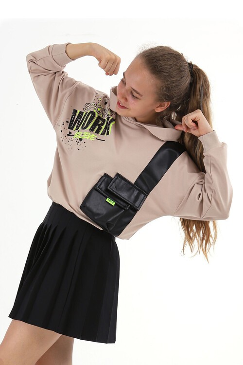 Kız Çocuk Cepli Kapşonlu Sweatshirt 10-15 Yaş 13991