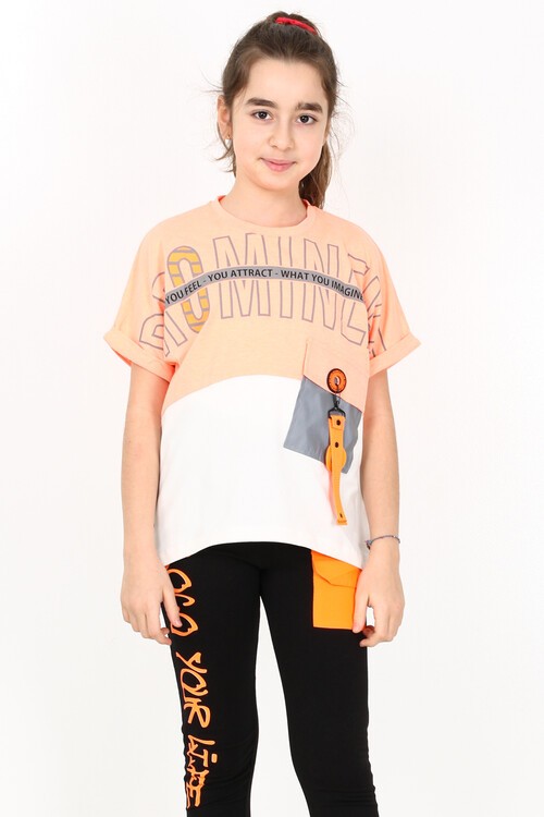 Kız Çocuk Cepli Tshirt 10-15 Yaş 14051