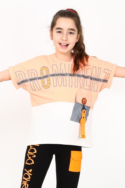 Kız Çocuk Cepli Tshirt 10-15 Yaş 14051