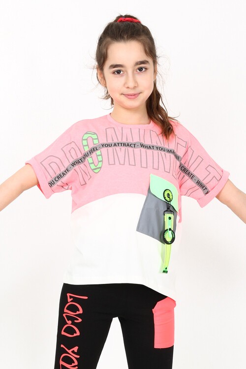 Kız Çocuk Cepli Tshirt 10-15 Yaş 14051