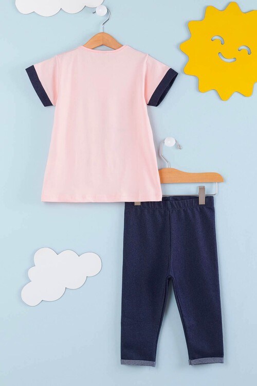 Kız Çocuk Çiçek Nakışlı Kaprili Takım 2-9 Yaş 13938