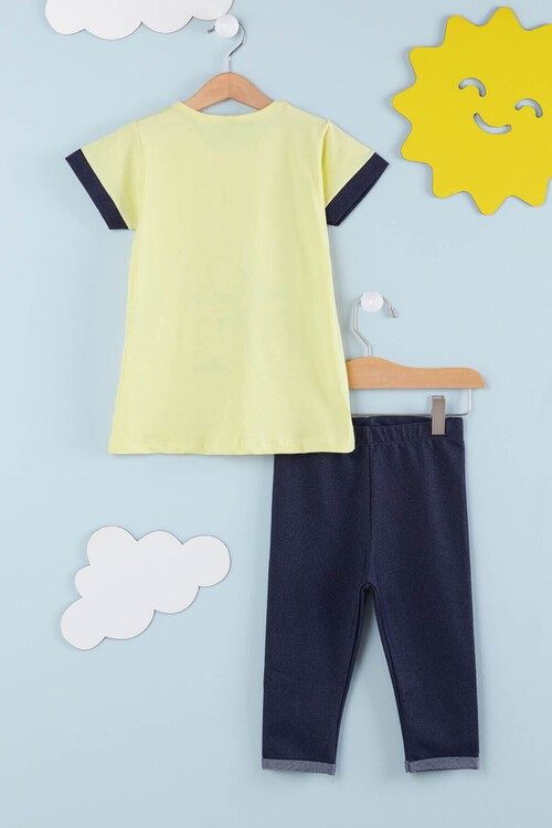 Kız Çocuk Çiçek Nakışlı Kaprili Takım 2-9 Yaş 13938