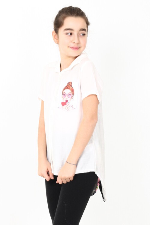 Kız Çocuk Digital Baskılı Gömlek 8-14 Yaş 13930