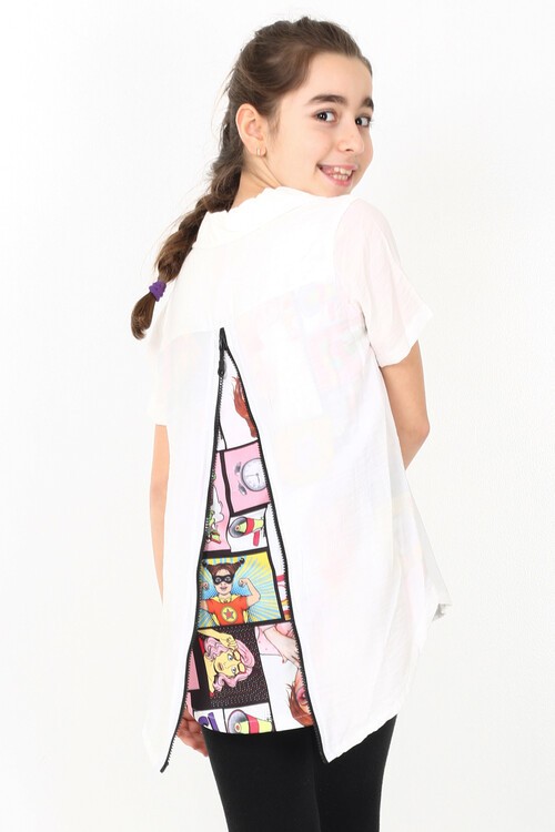 Kız Çocuk Digital Baskılı Gömlek 8-14 Yaş 13930