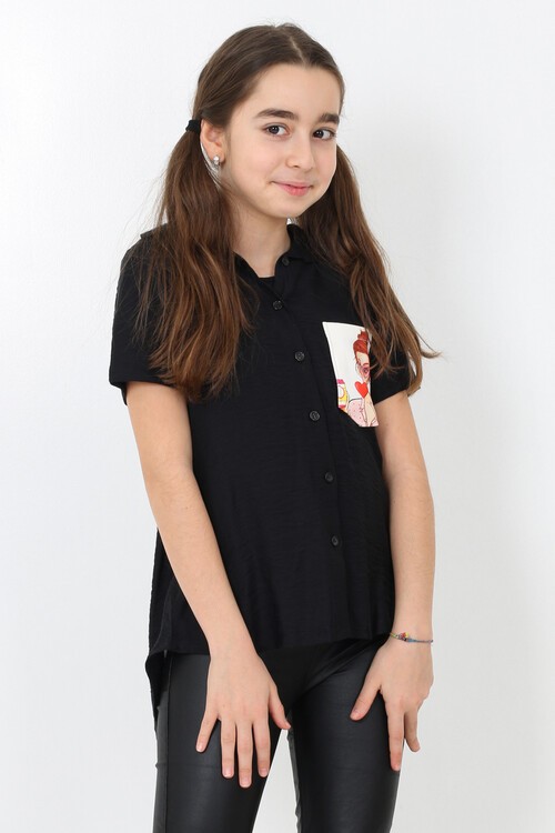 Kız Çocuk Digital Baskılı Gömlek 8-14 Yaş 13930