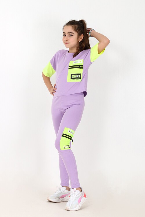 Kız Çocuk Fashion Baskılı Taytlı Takım 10-13 Yaş 13867