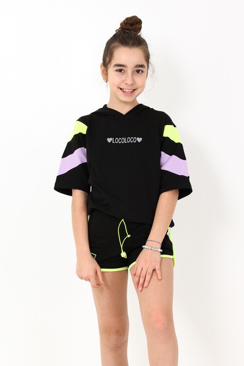 Kız Çocuk İki Kalpli Şortlu Takım 10-15 Yaş 13857