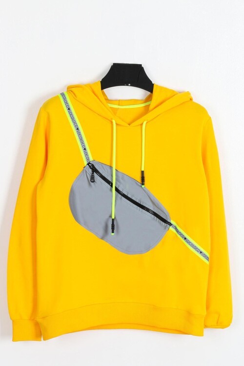 Kız Çocuk Kapşonlu Çantalı Sweatshirt 9-13 Yaş 14180