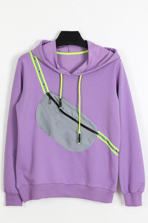 Kız Çocuk Kapşonlu Çantalı Sweatshirt 9-13 Yaş 14180