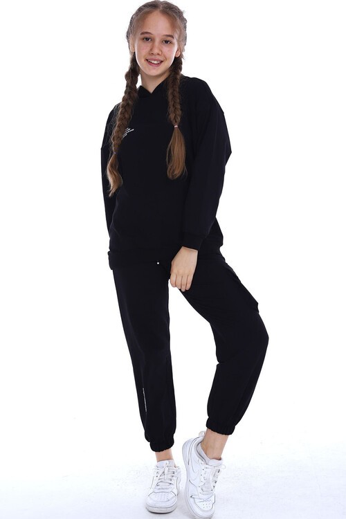 Kız Çocuk Kapşonlu Kargo Cepli Takım 10-5 Yaş 14169