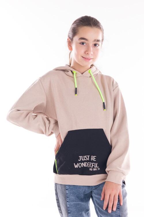 Kız Çocuk Kapşonlu Sweatshirt 14164