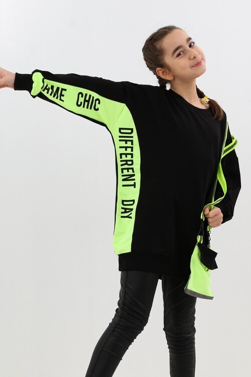 Kız Çocuk Oversize Çantalı Sweatshirt 9-14 Yaş 13995