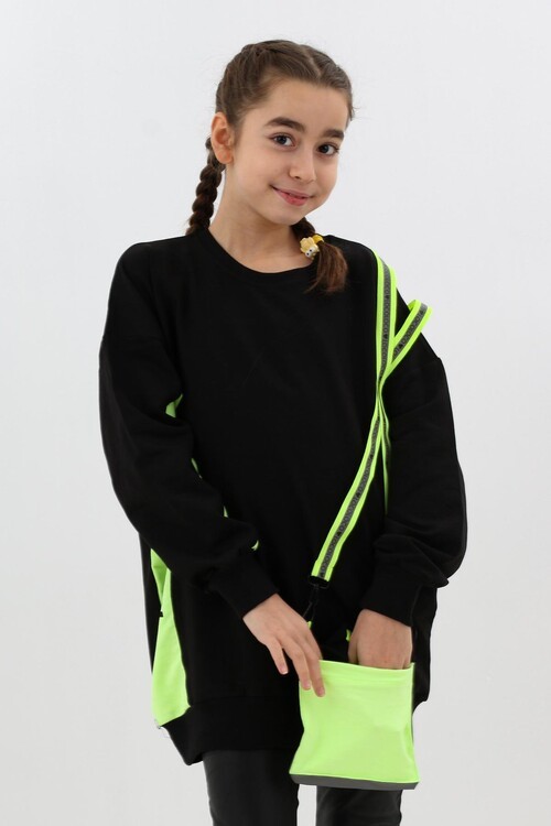 Kız Çocuk Oversize Çantalı Sweatshirt 9-14 Yaş 13995