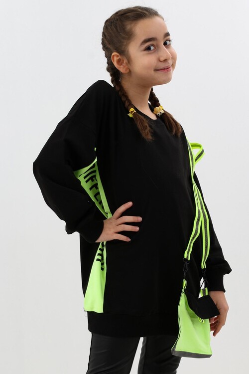 Kız Çocuk Oversize Çantalı Sweatshirt 9-14 Yaş 13995