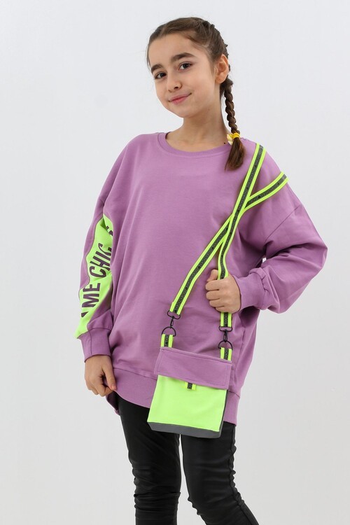 Kız Çocuk Oversize Çantalı Sweatshirt 9-14 Yaş 13995