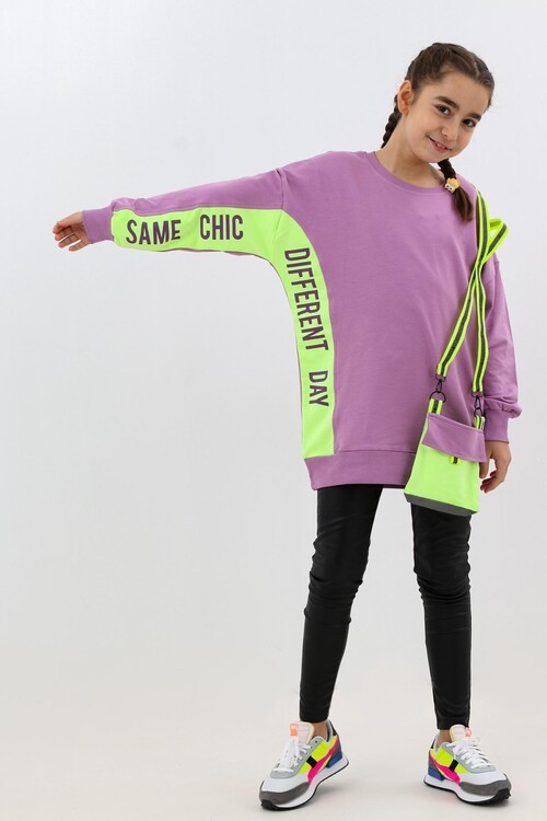 Kız Çocuk Oversize Çantalı Sweatshirt 9-14 Yaş 13995