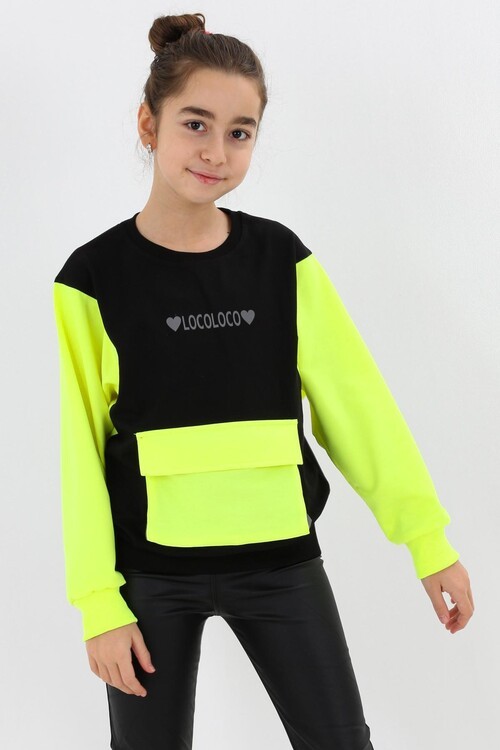 Kız Çocuk Oversize Cepli Sweatshirt 9-14 Yaş 13997