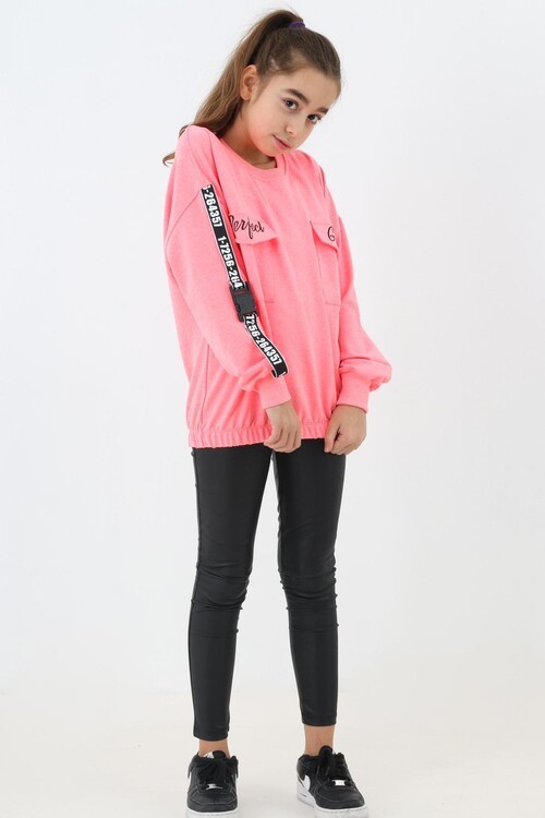 Kız Çocuk Perfect Yazı Baskılı Oversize Sweatshirt 14174